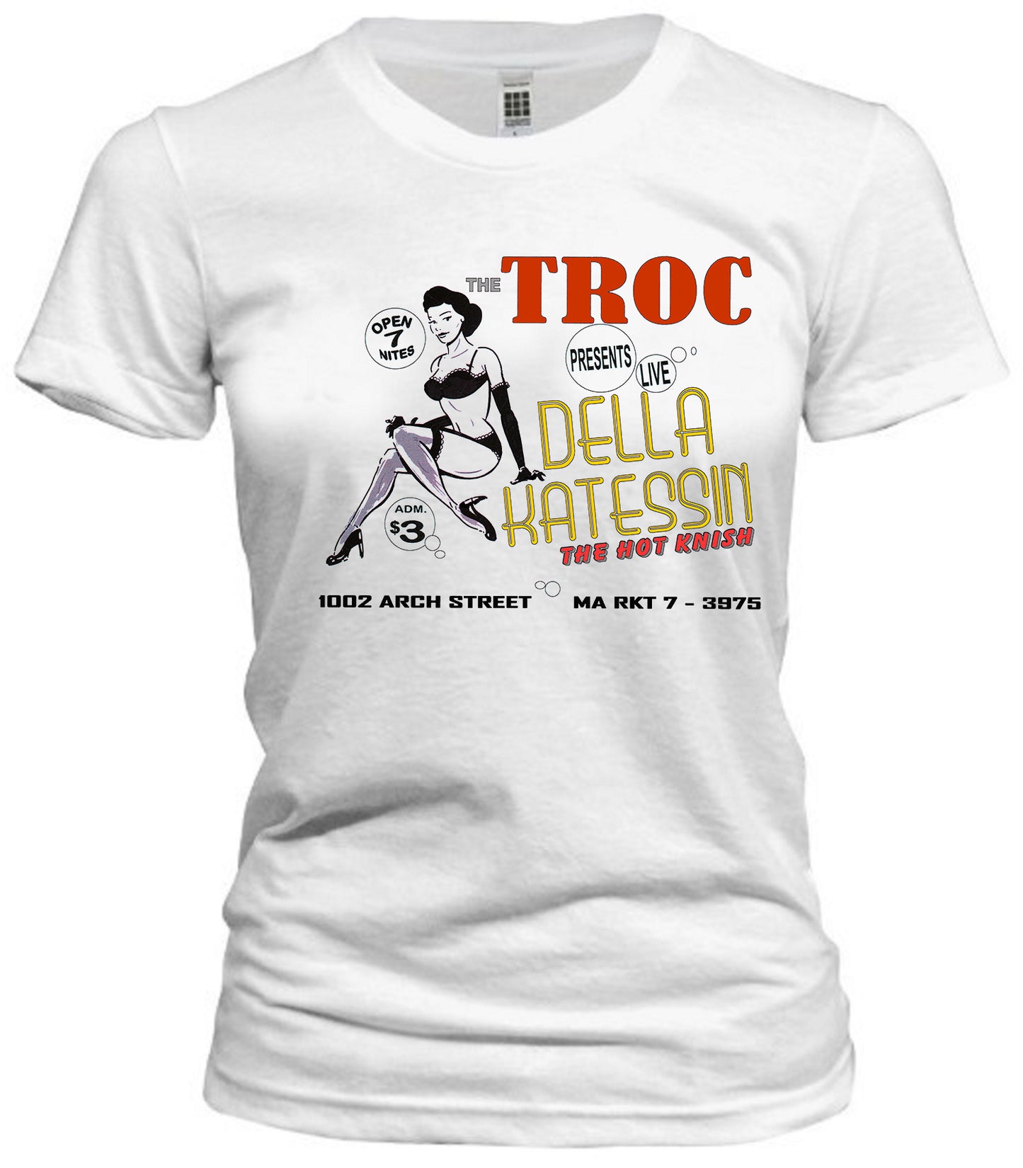 Vintage Della Katessin Burlesque Tee - noveltees.com